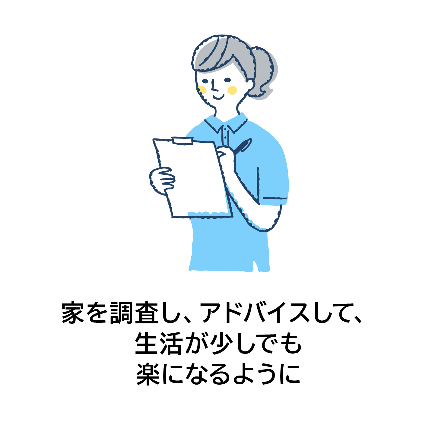 家を調査し、アドバイスして、生活が少しでも楽になるように